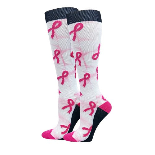Tie Dye Premium Pink Ribbon Compression Sock